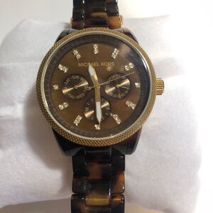 Michael Kors MK5038 Women’s Tortoise /Gold Watch EUC